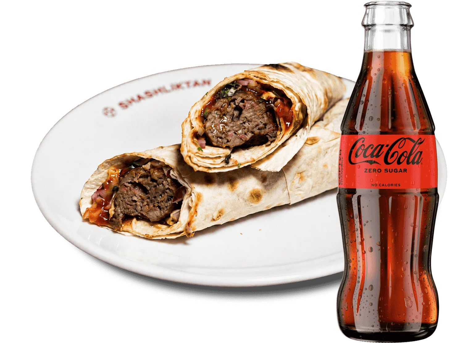 Люля-кебаб з телятини в лаваші 270г + coca-cola zero 250мл - shashlikyan.ua